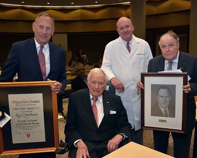 Delos (Toby) Cosgrove, MD recieving the Ray C. Fish Award from Denton A. Cooley, MD, Charles Fraser, MD, and James T. Willerson, MD Delos (Toby) Cosgrove, MD recieving the Ray C. Fish Award from Denton A. Cooley, MD, Charles Fraser, MD, and James T. Willerson, MD