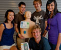 Members of Rice University's DefibTaskForce, clockwise from left, are Lisa Jiang, Justin Lin, Carl Nelson, Joanna Nathan and Brad Otto. 