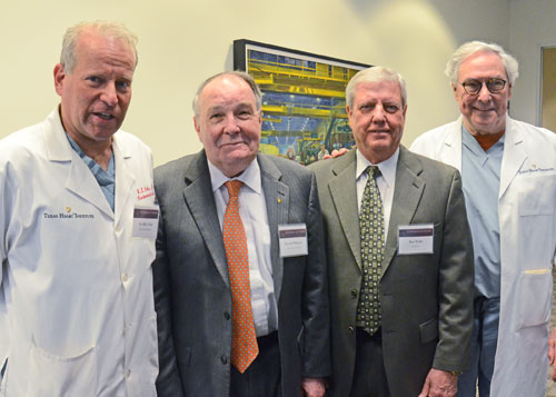 From left, Dr. William E. Cohn, THI President Dr. James T. Willerson, Ron Webb, Dr. O.H. Frazier From left, Dr. William E. Cohn, THI President Dr. James T. Willerson, Ron Webb, Dr. O.H. Frazier