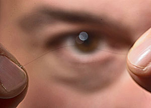 Nanofibers developed at Rice are about a quarter of the size of a human hair.