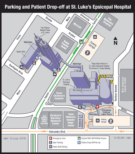 Landmark map with parking indicated.