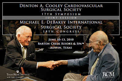 Invitation to joint meeting of Denton A. Cooley and Michael E. DeBakey Surgical Societies, June 2010. Invitation to joint meeting of Denton A. Cooley and Michael E. DeBakey Surgical Societies, June 2010.