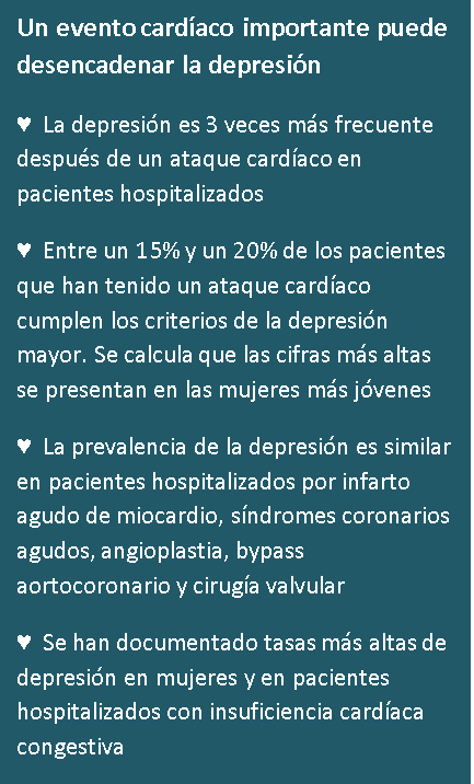 Un evento cardíaco importante puede desencadenar la depresión 